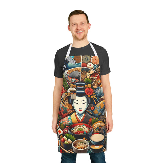 "Japanese Cuisine" Apron, 5-Color Straps (AOP)