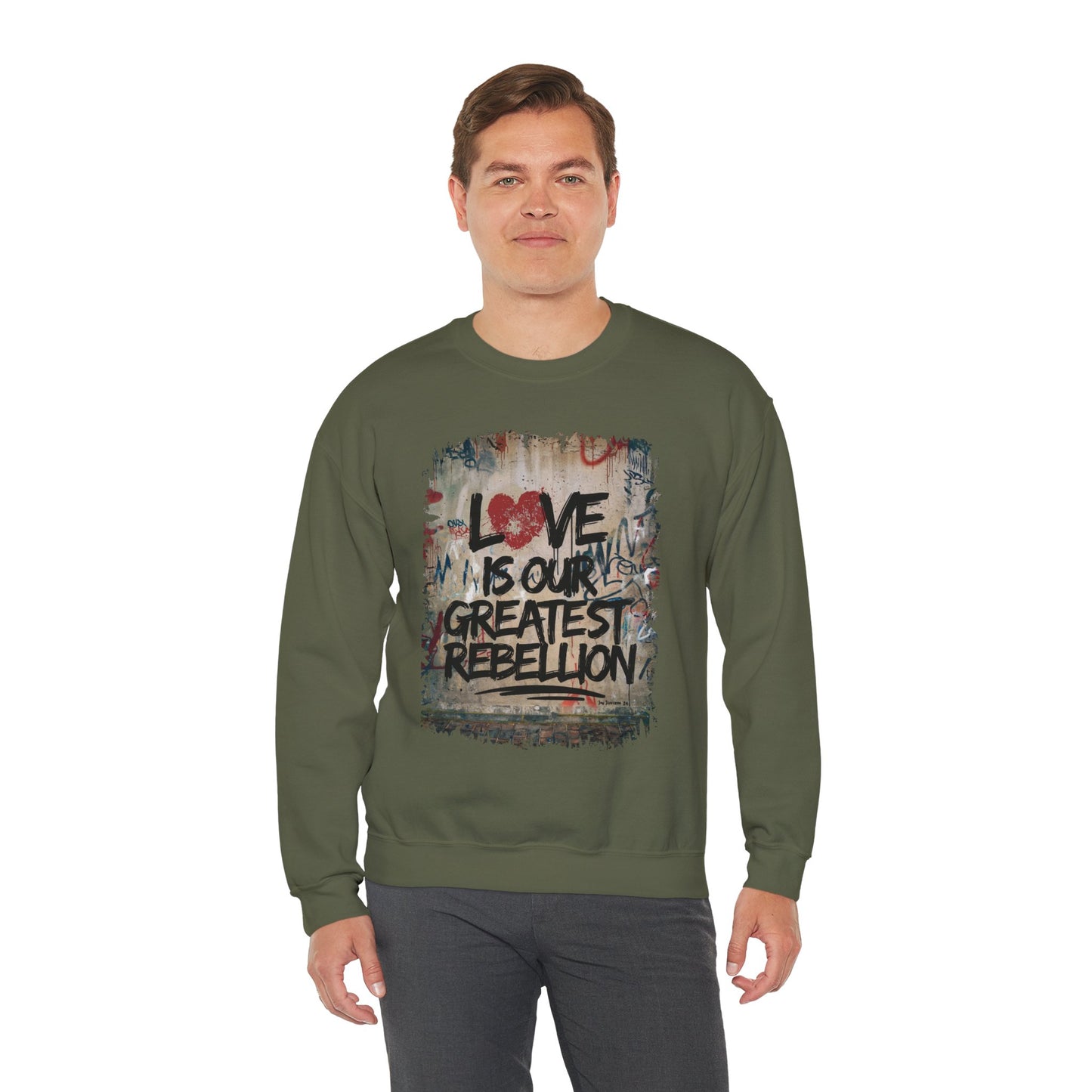 "Love Rebel" Unisex Heavy Blend™ Crewneck Sweatshirt